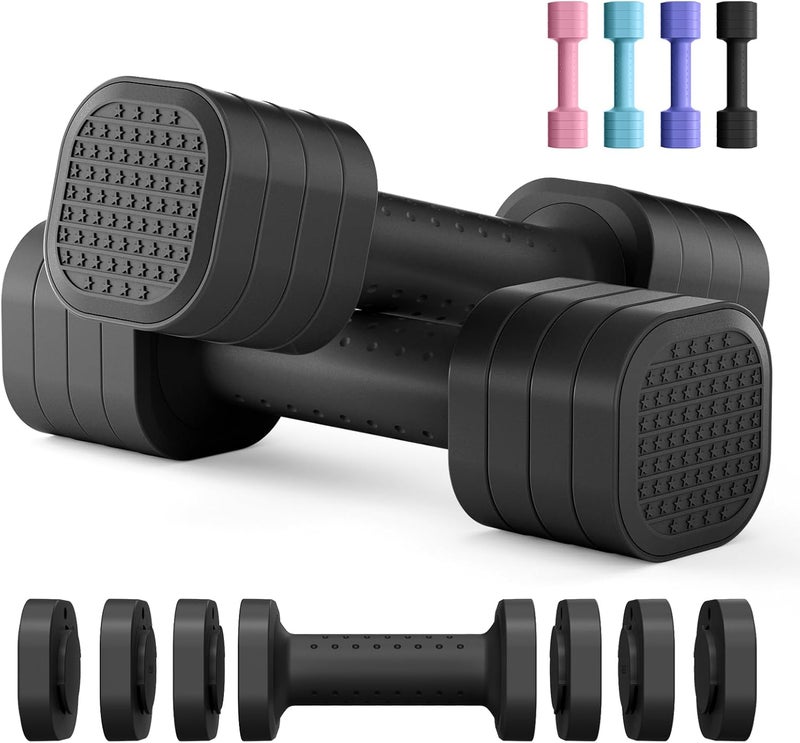 Zempox Adjustable Dumbbell Set of 2, 4 in 1 Free Weights Dumbbells Set for Women, Hand Weights for Women at Home, Each 2lb 3lb 4lb 5lb with TPU Soft Rubber Handle for Home Gym Exercise Training - Image 1
